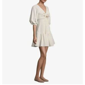 Prose & Poetry Rony Tiered Mini Dress Womens M Cream Puffy Sleeves Cinched Waist